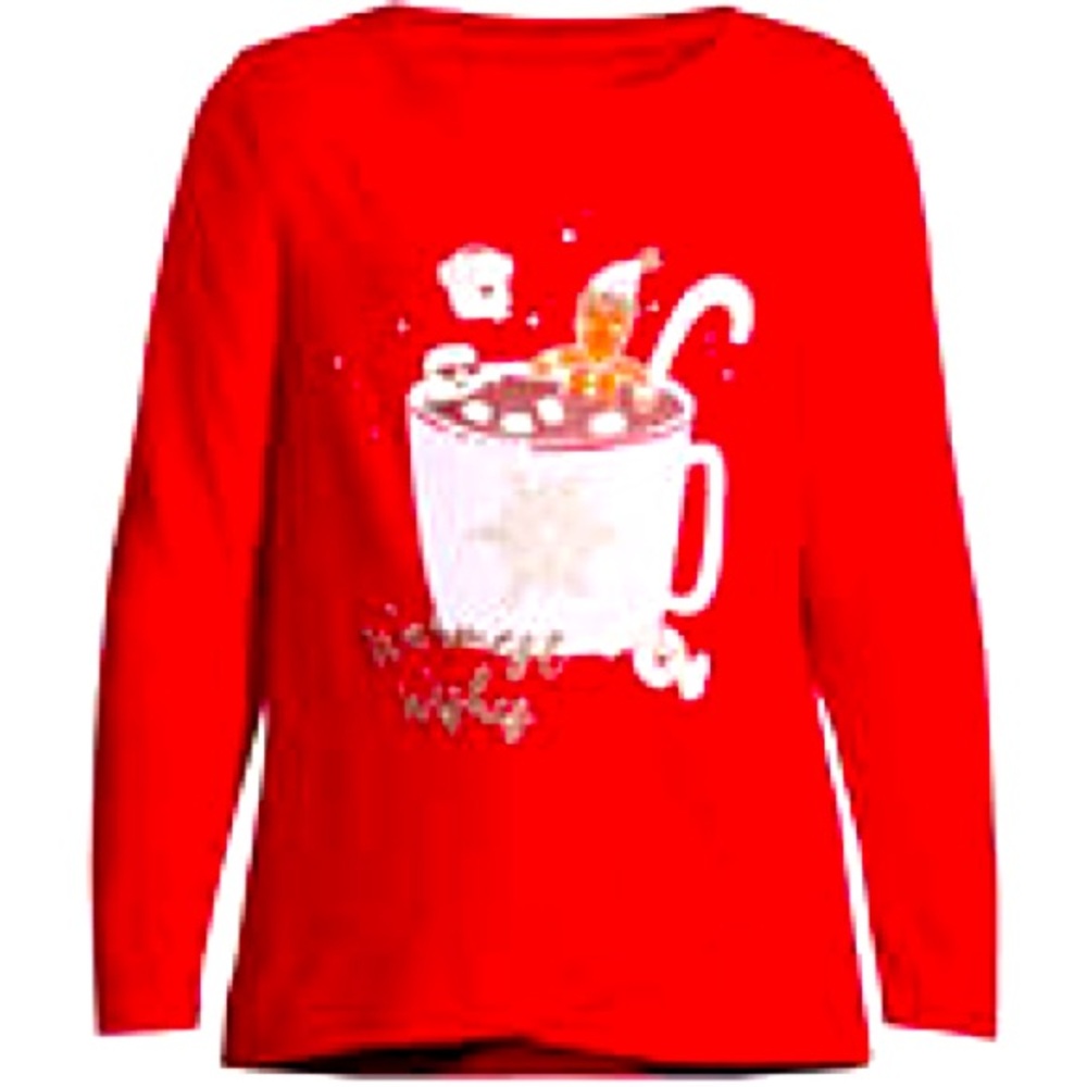 *NWT* Land’s End Girls Long Sleeve Curved Hem Graphic Tee (Size: Small)
